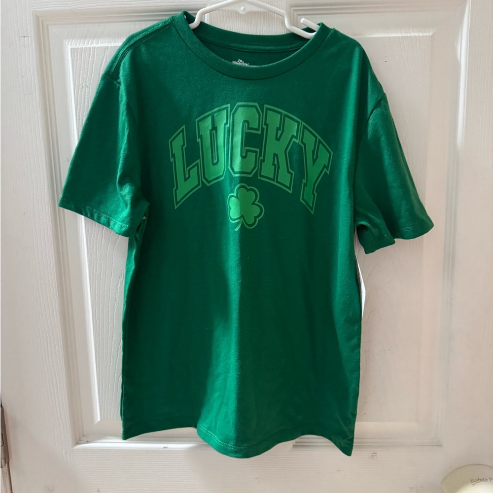 Green Kids Shirt with 'Lucky' Print
